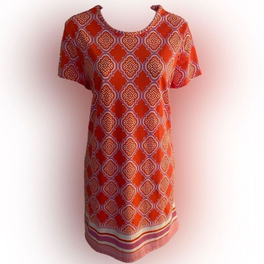Cabana Life Dress - S red orange/ pink print ,nylon spandex,
